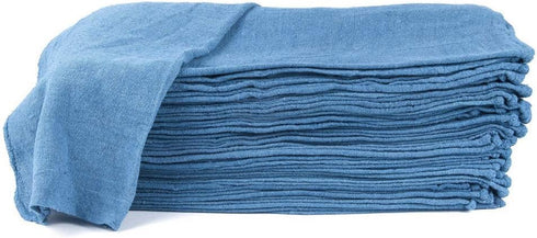 Linteum Textile Shop Towels: 50 Pack of 12"x14" Blue 100% Cotton Cleaning Rags for Home and Garage