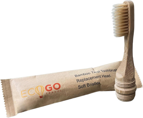 Replacement Head for EcoGoTravel Bamboo Screwable Toothbrush, BPA Free Soft Bristles