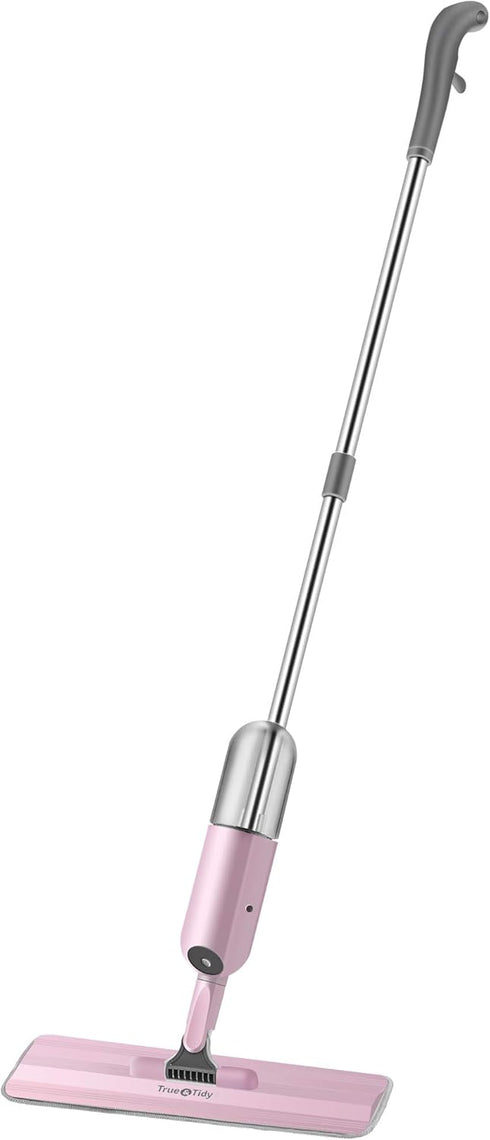 True & Tidy Multi-Surface Spray Mop with Refillable Water Bottle, SPRAY-250, Pink