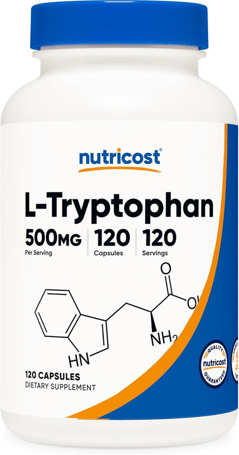 Nutricost L-Tryptophan 500mg, 120 Capsules with BioPerine, Gluten Free, Non-GMO