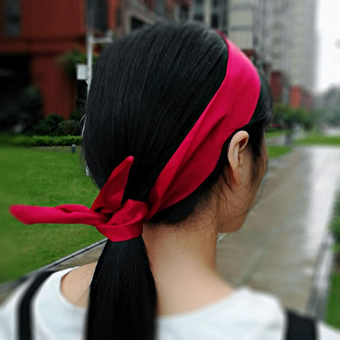 Wire Headbands for Women, Knotted Bows Cute Fashion Plain Twisted Satin Ribbon Hair Scarf Accessories in Solid Colors -