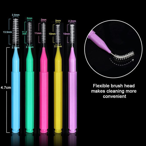 ewinever 100 Pieces Interdental Brush, Toothpicks for Oral Dental Hygiene, Braces Brush Teeth Cleaner