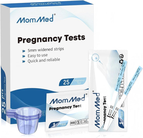 MomMed Pregnancy Test, 25 HCG Pregnancy Test Strips for Early Detection, Over