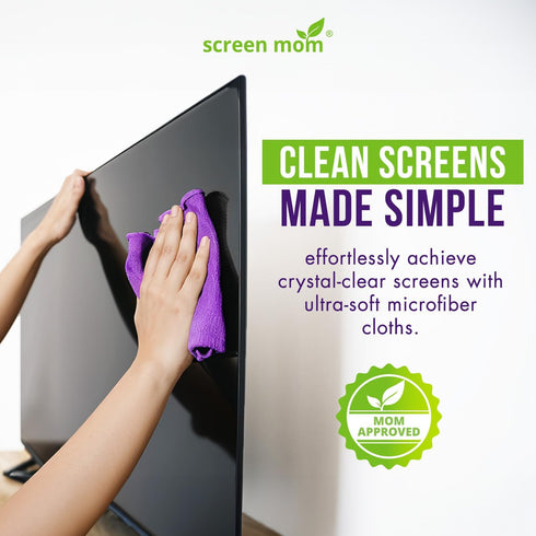 Screen Mom (4-Pack) Screen Cleaner Purple Microfiber Cloths - Microfiber Screens Cleaner Cloths, TV Cleaning Cloth