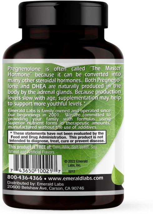 EMERALD LABS Pregnenolone 50mg with DHEA 25mg, Premium Wellness Supplement, 60 Capsules