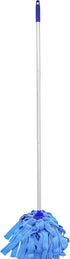 Mop with One Handle and Two Blue Microfiber Cloth Mop Heads (1 Handle & 2 Mop Heads)