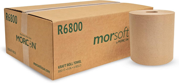Morcon Paper R6800 Universal Hardwound Roll Towels, 100% Recycled Fibers, 8-Inch x 800ft, 6 Rolls/Carton