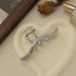 Metal Hair Claw Clips - Rhinestone & Artificial Pearls Claws, 4.4 Inch Silver Hair Clips for Women (3 Pack)