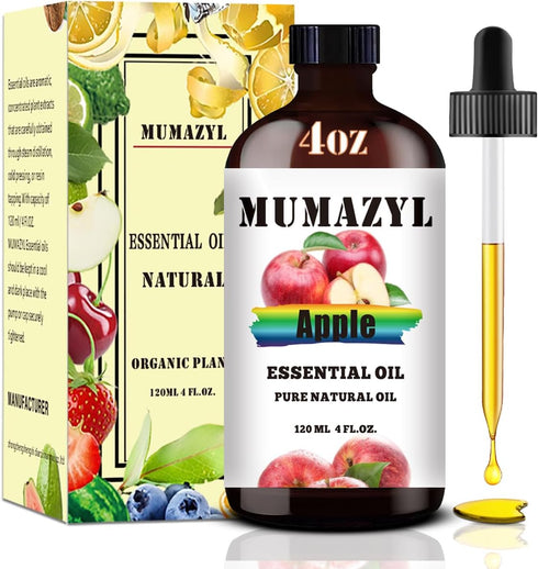 Apple Essential Oil - 4 Fl Oz 120ML for Diffuser, Humidifier, Yoga, Cleaning, DIY Candle & Soap Making