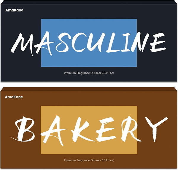 Masculine & Bakery Fragrance Oils Set, AmaKane Fragrance Oil for Candle Making,