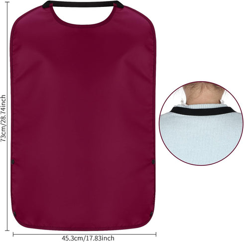 Twistover Double Layer Stretchable Adult Bibs with Crumb Catcher Waterproof Washable Clothing Protector Adult Bibs
