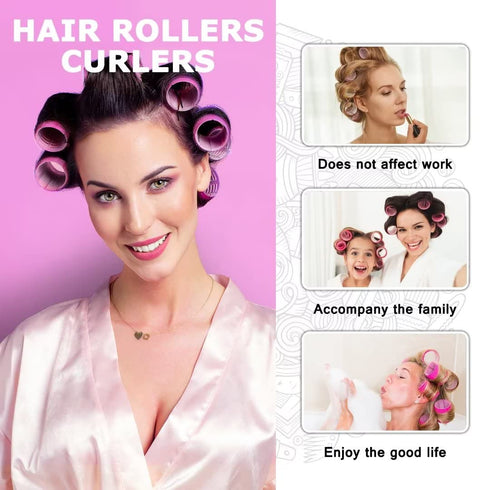 Self Grip Hair Roller Set, 18 pcs Hair Rollers with Clips and Comb, Salon Hairdressing Curlers, DIY Styles, Sungenol 3