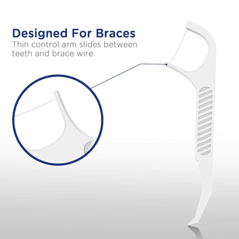 Orthodontic Flossers for Braces - Ortho Dental Floss Picks, 100 Count (Pack of 3) with Travel Case