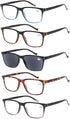 JOSCHOO 5 Pack Reading Glasses for Men Women, Comfortable Spring Hinges (5 Mix 1 Gray Lens, 1.25)