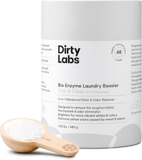 Dirty Labs Scent Free Bio Enzyme Laundry Booster, 48 Loads, Hyper Concentrated, Nontoxic, Biodegradable