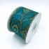 WR 63-5083 Wired Edge Ribbon, Peacock Green/Gold, 2-1/2" x 10 Yard for Gift Wrapping, Crafting, Home Décor