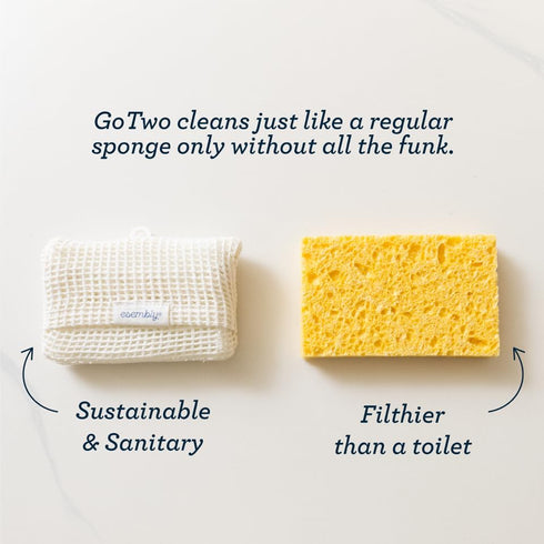 Esembly GoTwo Sudser Set, Dishwashing Kitchen Scrubber and Cleaning Sponge, Long Lasting Silicone Base with Compostable