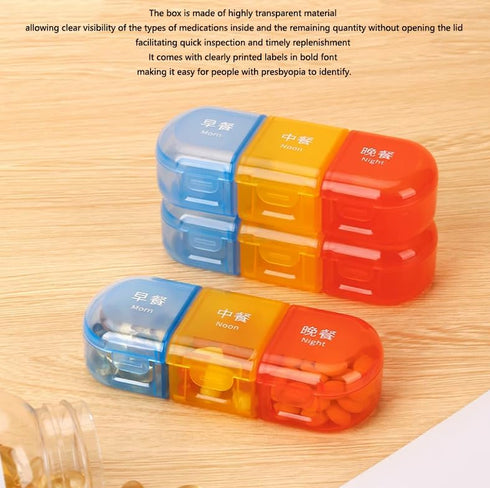 QXMYGSLSD 2Pcs 3 Weekly Pill Organizer Arthritis Friendly, BPA Travel Day Pill Box Design and Large Compartment to Hold