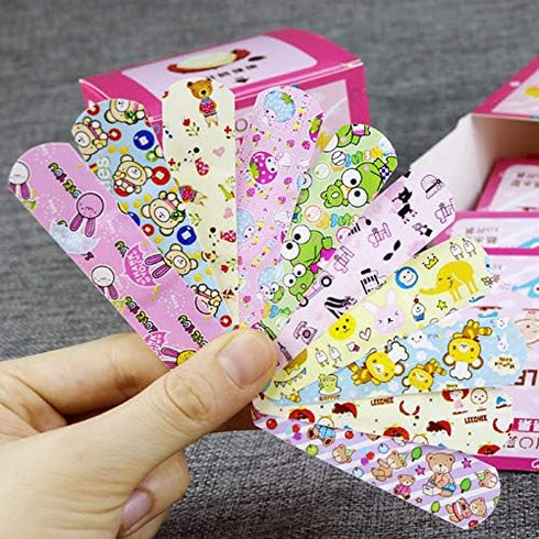 100PCs Cute Cartoon Waterproof Adhesive Bandages, First Aid Emergency Kit for Kids
