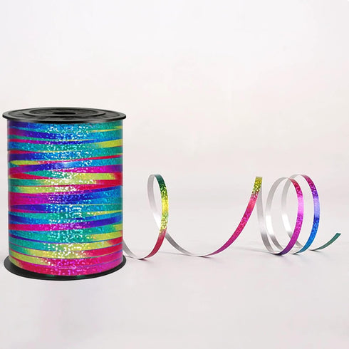 500 Yard Rainbow Curling Ribbon, Shiny Crimped for Balloons, Wedding, Birthday, Party Art Craft Decor