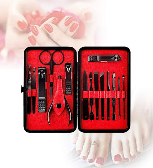 Nail Clippers Set, High Precision Stainless Steel Nail Cutter, Manicure Pedicure Kit with Stylish Case (Black)