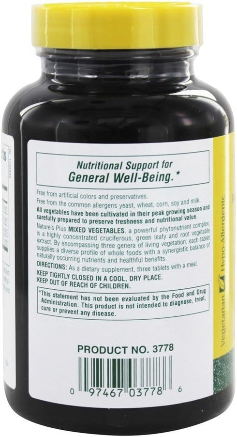 Natures Plus Mixed Vegetables, 1300 mg, 180 Vegetarian Tablets, Gluten-Free