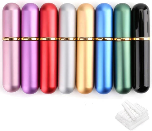 Bekith Set of 8 Colors Empty Essential Oil Personal Inhaler Refillable Aromatherapy