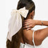 VELSCRUN Hair Bows for Women - 3Pcs Big Hair Clips in White, Black, Brown - Silky Satin Hair Barrettes for Long Hair