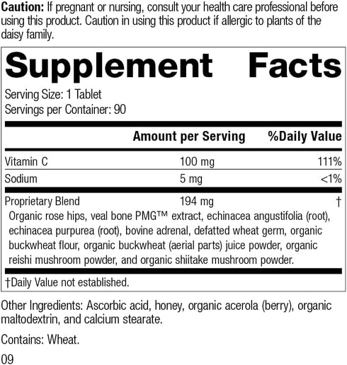 Standard Process C Synergy - Whole Food Immune Support and Antioxidant with Echinacea Purpurea, Rose HIPS, Shiitake, Reishi Mushroom Powder, Buckwheat, and Wheat Germ - 90 Tablets