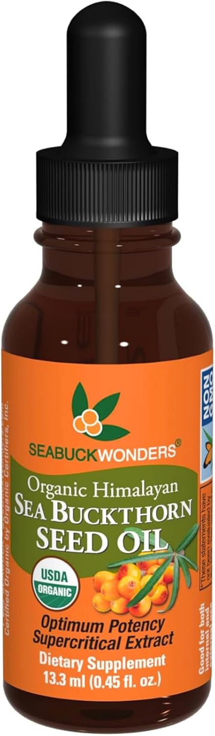 Sea Buckthorn Seed Oil, 100% Organic, 0.45 FL OZ Certified