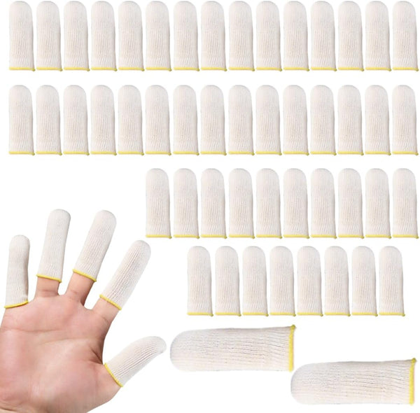 zonmaxmizky 50 Pcs Finger Cots Cotton Nail Gloves Unisex Finger Condoms Thumb Joint