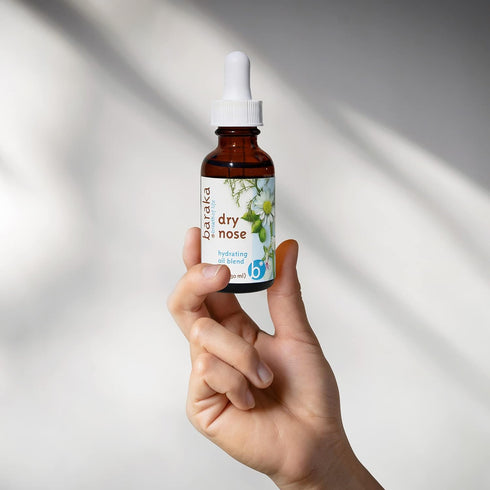 Baraka Dry Nose Nasal Moisturizer - Organic Essential Oils in Sesame Oil Base, 1 oz Dropper