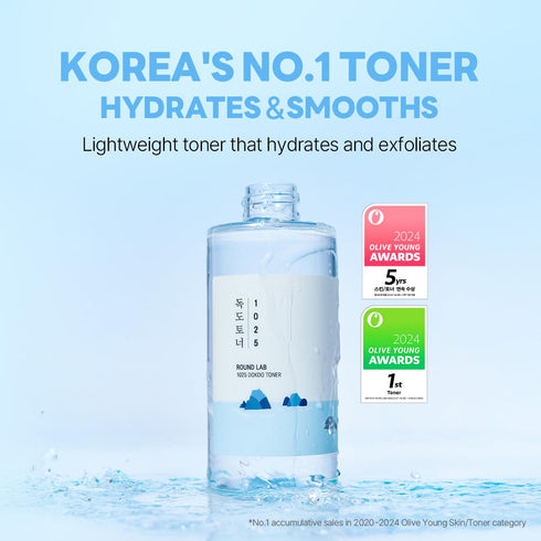 ROUND LAB 1025 Dokdo Toner 6.76 Fl Oz - Gentle Exfoliating Facial Toner for Oil Control and Moisturization