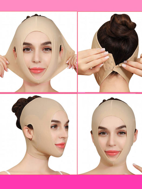 Anna-Kaci Women's Chin Strap Support Band - Neck Bandage Post Surgical Compression Head Wrap, Dark Beige, Medium