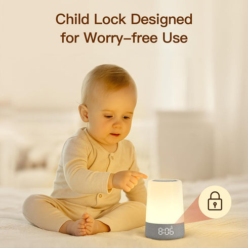 REACHER Sleep Trainer Alarm Clock for Kids, Night Light, White Noise Machine and OK to Wake Clock for Toddlers at Home