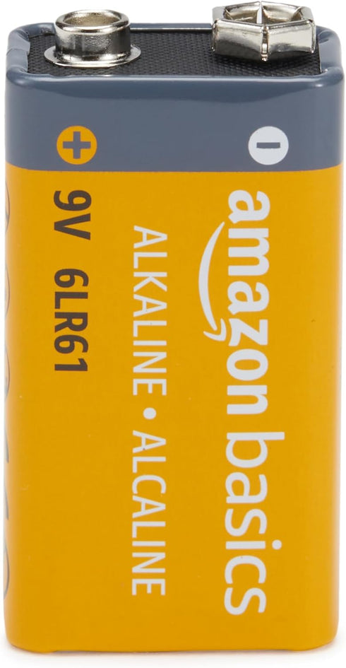 Amazon Basics 8-Pack 9V Alkaline Batteries, 5-Year Shelf Life for Smoke/CO Detector, Electronics