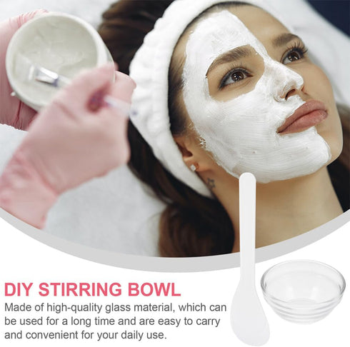 FOMIYES Facial Masks Mixing Bowl Set, 5 Sets with Spatula, Clear Glass Cosmetic Mix Bowl for DIY Masks