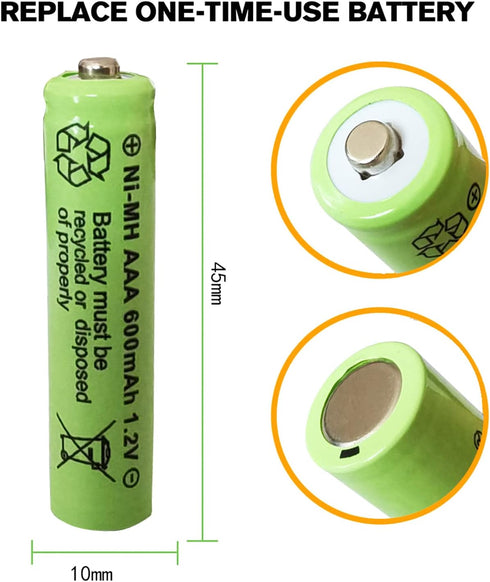 Rechargeable Solar Light Batteries AAA NiMh 600mAh 1.2V for Outdoor Garden Lights (20 Pack)