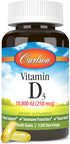 Carlson Vitamin D3 10000 IU (250 mcg) Softgels, 120 Softgels for Bone & Immune Support, Gluten Free