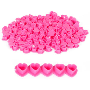200PCS Heart Shaped Tattoo Ink Caps, Disposable Plastic Ink Cups with Base for Tattooing and Permanent Makeup