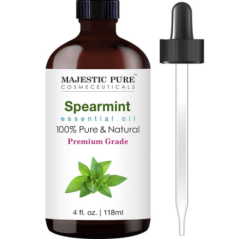 MAJESTIC PURE Spearmint Essential Oil - 100% Pure and Natural, Premium Grade for Hair Care, Skin, Aromatherapy, 4 Fl Oz