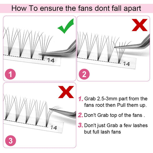 Premade Fans Eyelash Extensions 3D 5D 7D 8D 10D Short Stem Volume Lash Extensions, C D Curl, 9-15 MIX