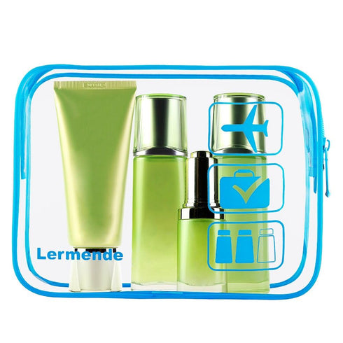 Lermende 2pcs Clear Toiletry Bag, TSA Approved Travel Bag, Quart Sized Makeup Cosmetic Bag for Women Men (Blue)