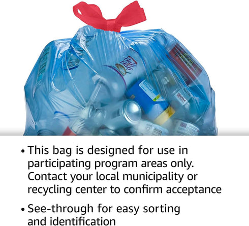 Amazon Basics Blue Unscented Recycling Trash Bags, 13 Gallon, 60 Count, Pack of 1