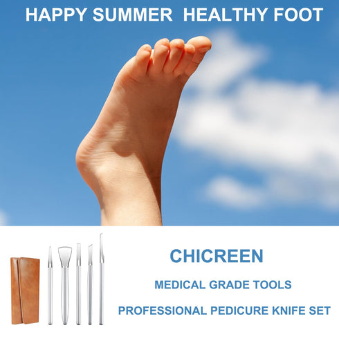 Pedicure Knife Set,Manicure Set,Ingrown Toenail Kit,Pedicure Tool Kit,Top Notch Foot Blade (5 Pcs Leather case included)