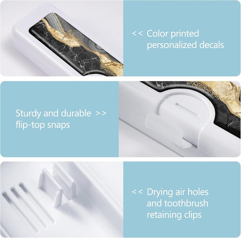 2 Pcs Toothbrush Travel Case, Colorful Pattern Holder and Covers, Travel Tongue Scraper Case