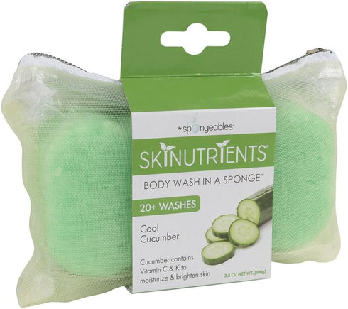 Spongeables Body Wash Sponge, Cool Cucumber, 20+ Wash, 3 Count