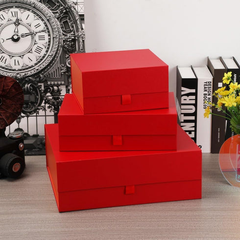 5 Pcs Red Magnetic Gift Box for Presents, 10.8x7.5x3.5 Inches, Luxury Collapsible Box for Wedding, Birthday