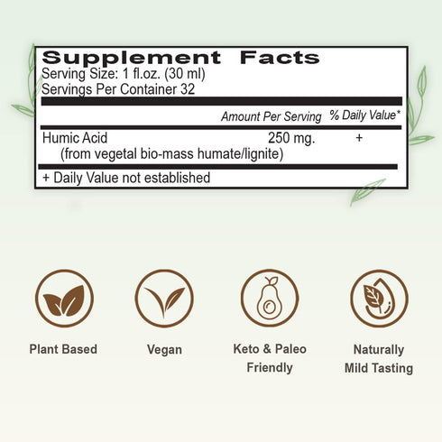 Vital Earth Minerals Humic Minerals – Fulvic Acid Supplement with 70+ Trace Minerals, 32 Oz + 1 Oz Cup