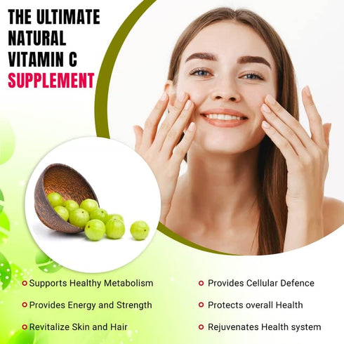 AMLA Capsules - 1000mg per Serving, 120 Veg Capsules - Natural Vitamin C & Antioxidants, Raw Whole Superfood